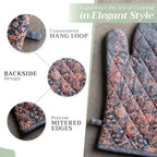 Maison d' Hermine 100% Cotton Oven Mitt & Pot Holder Set (7.5"x13" & 8"x8") Heat Resistant BBQ Cooking Gloves with Loop, Baking, Grilling, Kitchen, Handling Hot Pans (Imperfection)