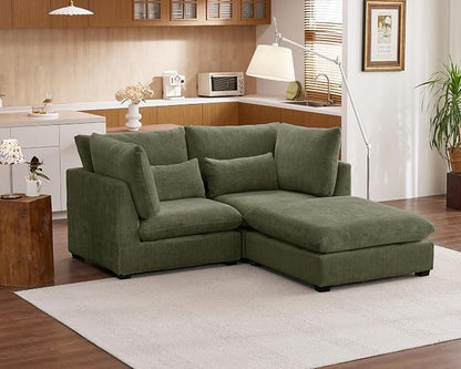 77" Oversized Chenille Couch Modular Sectional Sofa, Washable Cloud Couch - Image 4