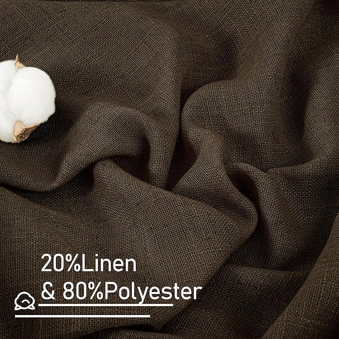 Dark Brown 72 inch Linen Textured Curtains - Image 2