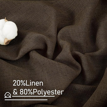 Dark Brown 72 inch Linen Textured Curtains - Image 2