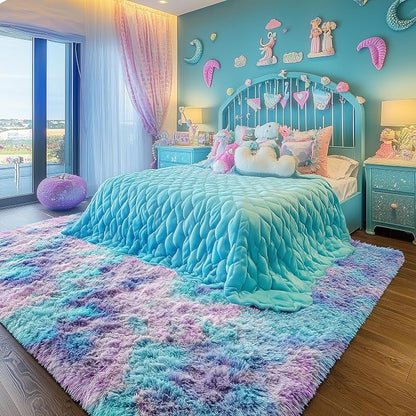Rainbow Purple Area Rugs for Living Room 5x7 Ft, Plush Adorable Kawaii Rugs | - Image 5