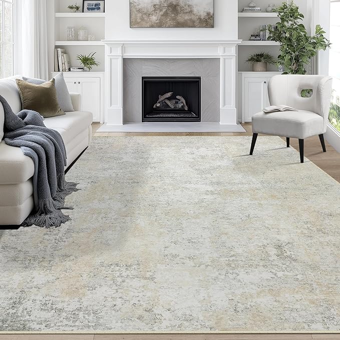8x10 Area Rugs for Living Room Washable Bedroom Dining Room Beige Grey | Modern by Aelenmu