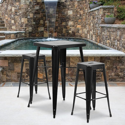 Flash Furniture Lily 4 Pack Commercial Grade 30" High Backless Black Metal - Image 2