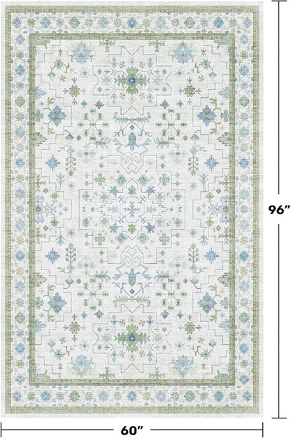 Green and Blue Kids Rugs for Bedroom 5x8 - Image 2