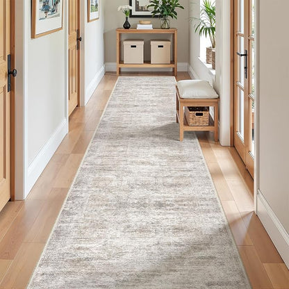 2x10 Runner Rug Non Slip, Washable Hallway Runner Rug, Taupe | Long Neutral Rugs - Image 3