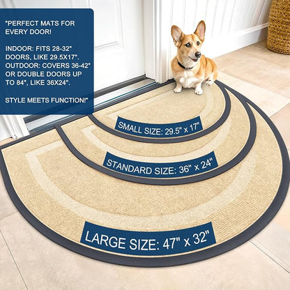 OLANLY Half Circle Front Door Mat Outside 47x23 All-Season Rubber Doormat | - Image 2