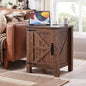 OKD Nightstand w/Charging Station, 18 Inch Farmhouse End Table w/Barn Door and by OKD