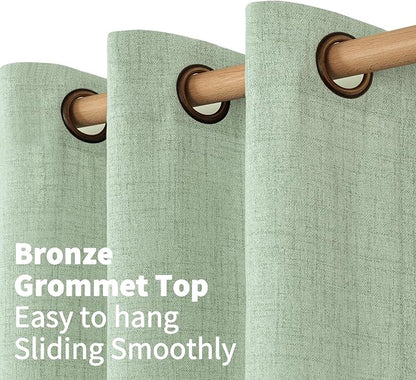 YoungsTex Sage Green Curtains, Linen Semi Sheer Drapes 84 Inch Long 2 Panel | - Image 5