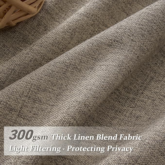 Dark Flax 70 Inch Extra Wide Light Filtering Curtains 120 Inches Long - Image 2