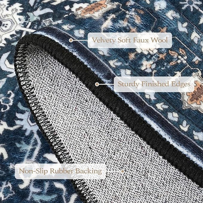 Rugflix 2x3 Entrance Rugs, Washable Navy Blue Entry Small Rug | Machine - Image 2
