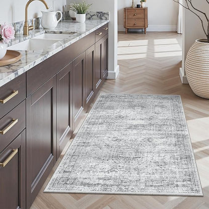 Soalmost 3x4 Rugs Non-Slip, Small Washable Kitchen Entryway Area Rug Grey | - Image 2