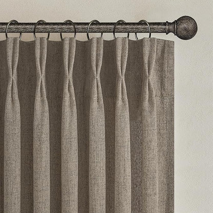 Dark Tan Soft Semi Sheer 102 Inch Long Curtains 2 Panels Set - Image 2
