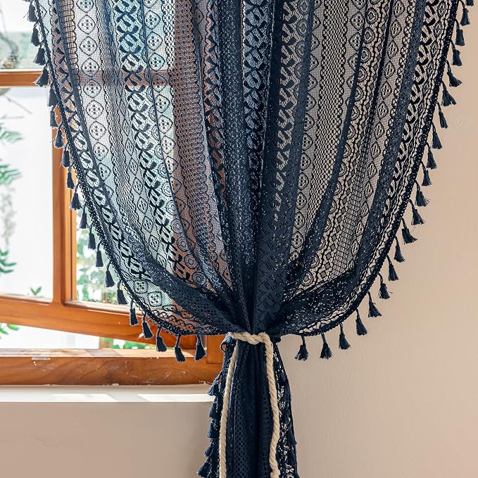 Sutuo Home Sheer Boho Curtains 63 Inch Length - Image 2