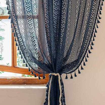 Sutuo Home Navy Blue Boho Curtains 2 Panels 84 Inches Long - Image 7
