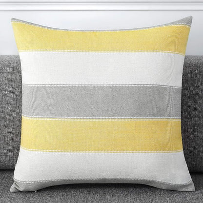 AmHoo Pack of 2 Farmhouse Stripe Check Throw Pillow Covers Set Case Cotton - Image 2