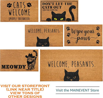 Welcome Peasants Black Cat Doormat Outdoor 30x17 Inch, Funny Welcome Mat | - Image 4