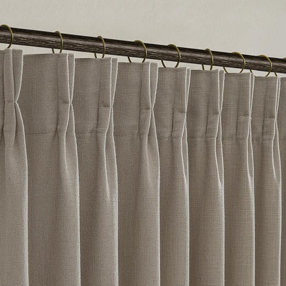 Pinch Pleated Taupe Linen Semi Sheer Curtains 84 Inches Long 2 Panels Set | by Twodrapes