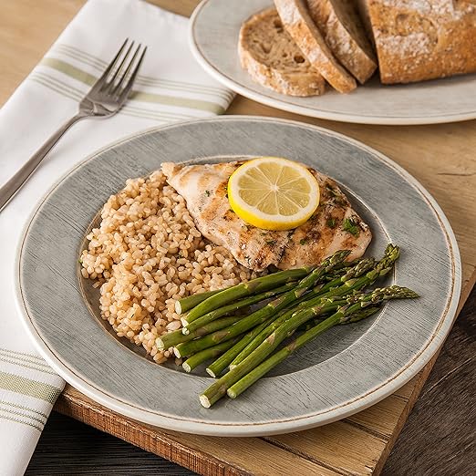 Carlisle FoodService Products Grove Reusable Plastic Plate Dinner Plate with Wide Rim for Home and Restaurant, Melamine, 11 Inches, Smoke, (Pack of 12)