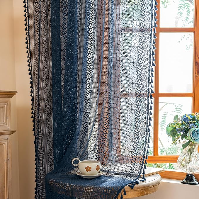 Sutuo Home Sheer Boho Curtains 63 Inch Length - Image 3