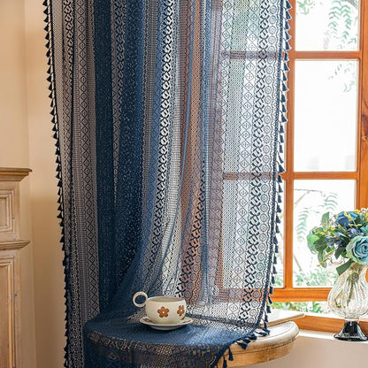 Sutuo Home Navy Blue Boho Curtains 2 Panels 84 Inches Long - Image 9