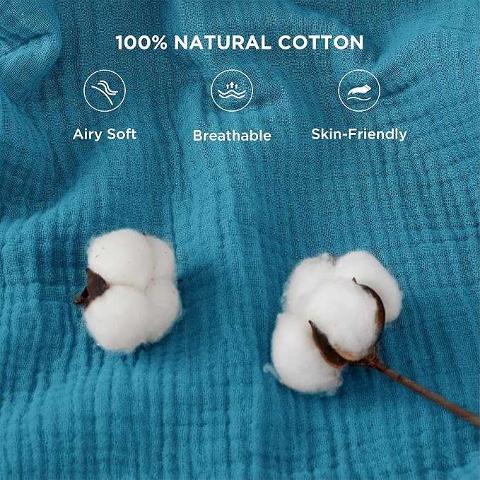 Bedsure 100% Cotton Muslin Blanket Queen Size - Image 3