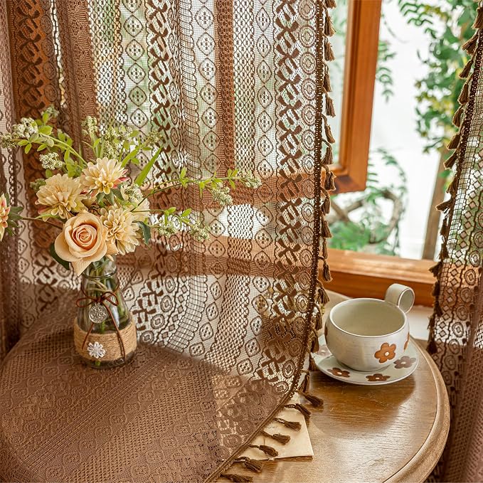 Sutuo Home Boho Lace Curtains 2 Panels Set - Image 7