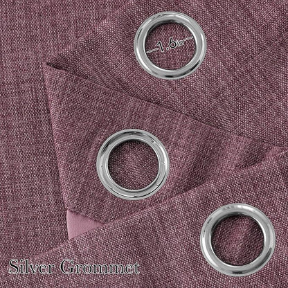 NICETOWN Short Faux Linen Greyish Purple Blackout Curtains 63 inches Long - Image 2