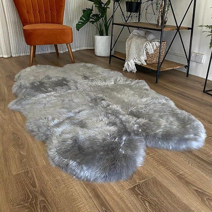 HUAHOO Premium Genuine Sheepskin Rug Grey Real Australia Sheepskin Natural - Image 4