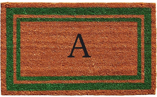 Calloway Mills Green Border 18" x 30" Monogram Doormat, Natural/Green by Callowaymills