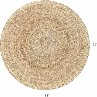 Hausattire Jute Braided Round Area Rug, 8 ft | 100% natural jute, hand woven - Image 2