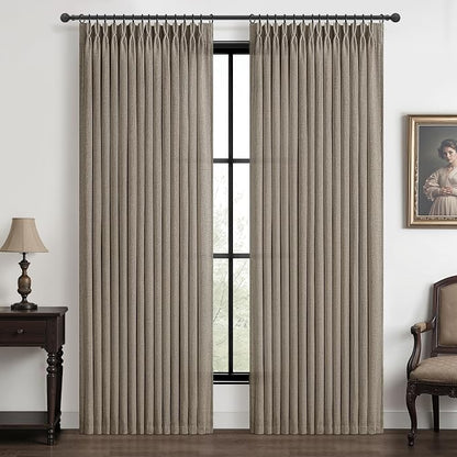 Dark Flax 70 Inch Extra Wide Curtains 90 Inches Long by PleatedDrapes