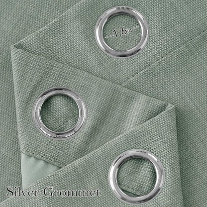 NICETOWN Short Faux Linen Sage Green Blackout Curtains 63 inches Long - Image 2