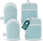 Casa Platino Silicone Oven Mitts & Pot Holders, 4-Piece – Oven Mitt for Baking & BBQ, Pot Holders for Kitchen, Hot Dishes & Microwave – Heat Resistant Up to 500°F, Non-Slip & Machine Washable – Aqua