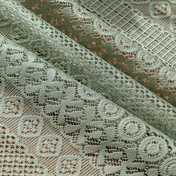 Sutuo Home Sage Green Lace Boho Curtains Drape 2 Panels 45 Inch Length | Semi - Image 8
