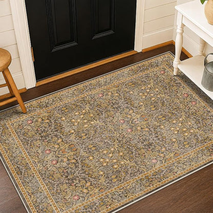 Vintage Brown 4x6 Area Rugs for Large Entryway, Bedroom Beside Rug, Non-Slip - Image 6
