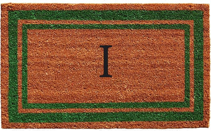 Calloway Mills Green Border 18" x 30" Monogram Doormat, Natural/Green by Callowaymills