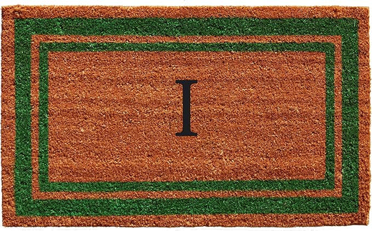 Calloway Mills Green Border 18" x 30" Monogram Doormat, Natural/Green by Callowaymills