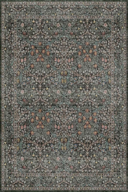 Dark Green 4x6 Entryway Rug, Washable Area Rug 4x6 - Image 3