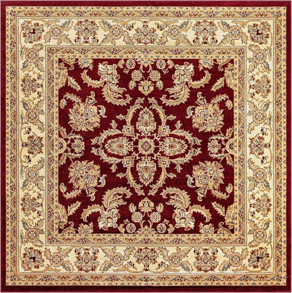 Rugs.com - Aditi Rug – 8 Ft Square Red Easy-Clean Rug – Traditional Medallion - Image 3