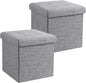 Ornavo Home 2 Pack 15 Inch Folding Storage Ottoman, Square Cube Linen Small by OrnavoHome