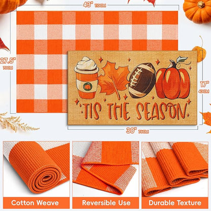2 Pcs Fall Football Doormat, Layered Pumpkin Welcome Mat - Image 2