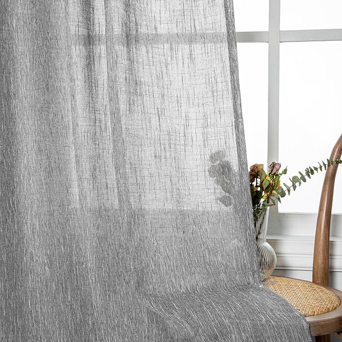 MYSKY HOME 95 Inch Curtains Farmhouse Light Filtering Privacy Curtain Drapes - Image 4