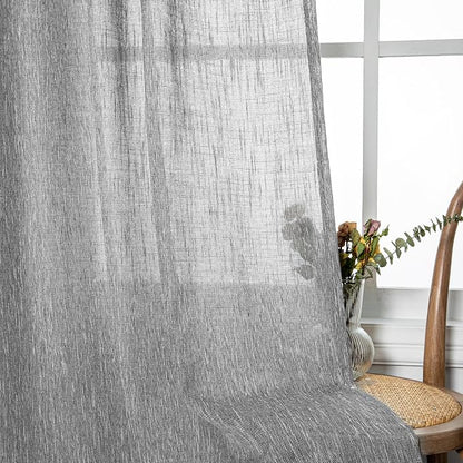 MYSKY HOME Sheer Curtains for Bedroom, Kitchen Curtain Panels Cotton Polyester - Image 4