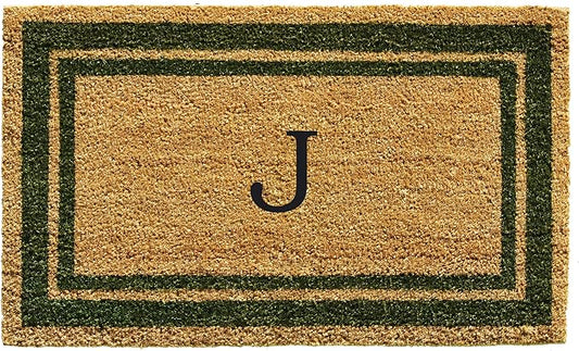 Calloway Mills 153041830J Sage Green Border 18" x 30" Monogram Doormat by Callowaymills