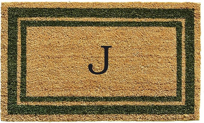 Calloway Mills 153042436J Sage Green Border 24" x 36" Monogram Doormat by Callowaymills