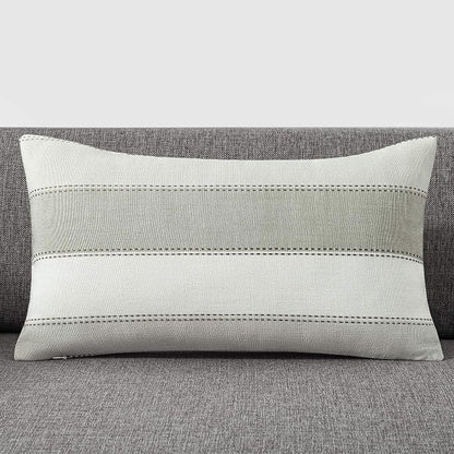 AmHoo Pack of 2 Farmhouse Stripe Check Throw Pillow Covers Set Case Cotton - Image 2