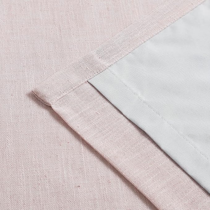 Vision Home Soft Pink Pinch Pleated Full Blackout Curtains Linen Blended Room - Image 7