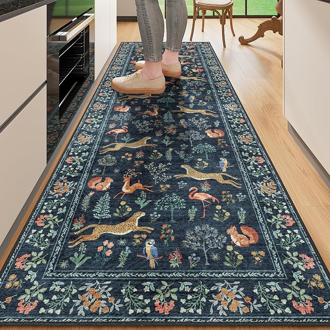DUKINO 2.6x8 Rug for Hallway, Washable Kitchen Rugs Non Slip, Stain Resistant by DUKINO