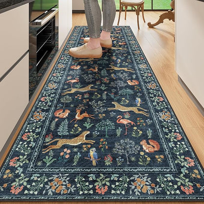 DUKINO 2x6 Runner Rug, Washable Animal Kitchen Rugs Non Slip, Low Pile by DUKINO