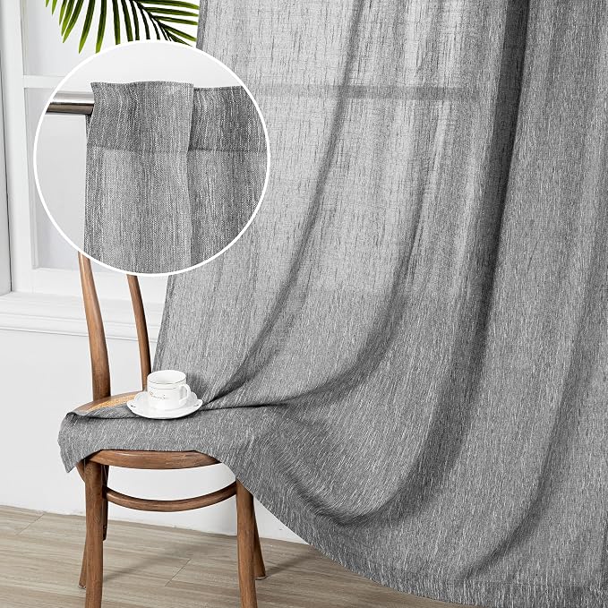 MYSKY HOME Sheer Curtains for Bedroom, Kitchen Curtain Panels Cotton Polyester by MYSKYHOME